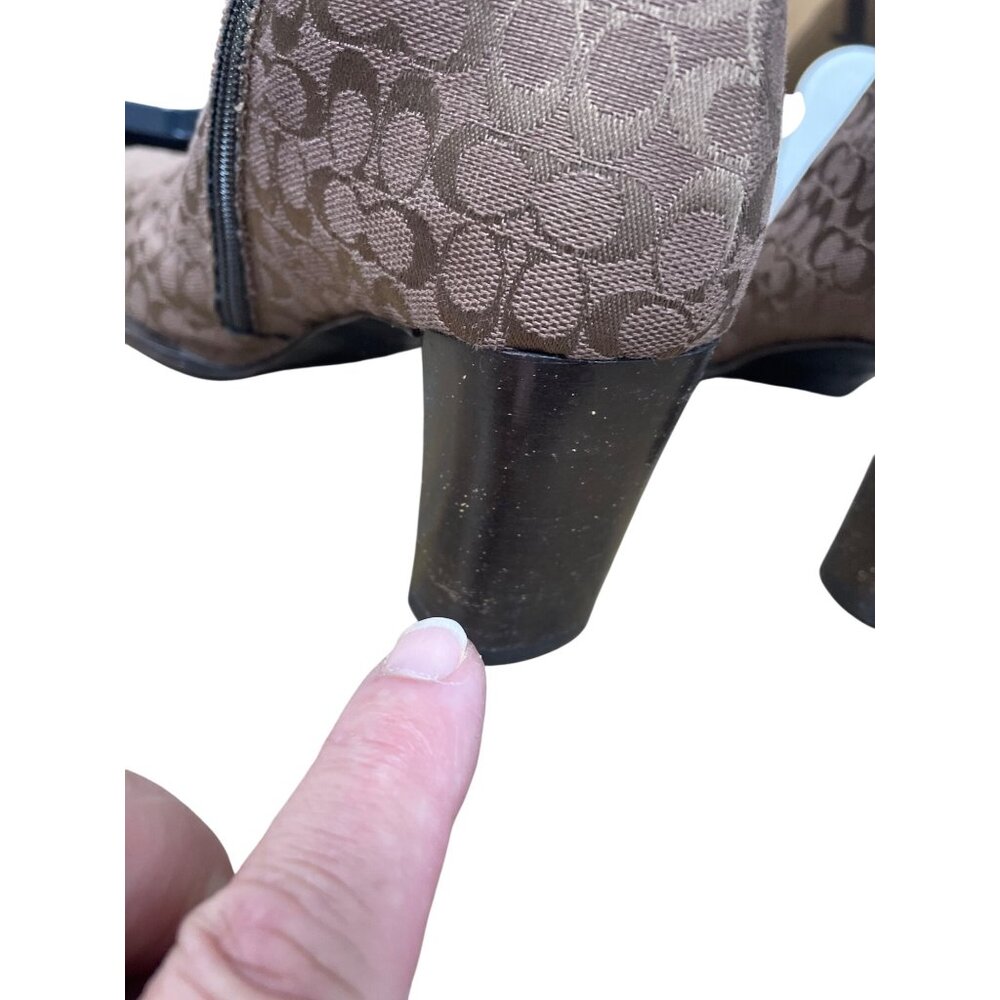 Coach Brianna womans 3" block heel canvas monogram ankle boots sz 7.5B SKU 9824 - Picture 12 of 16
